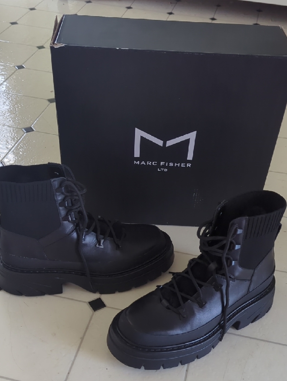 Marc Fisher Black Combat Moto Boots